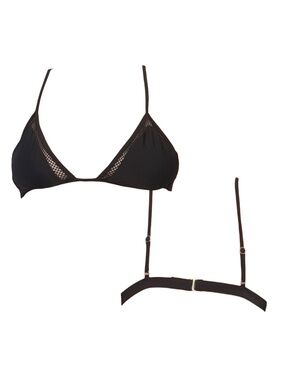 Black Mesh Trim Bikini Top